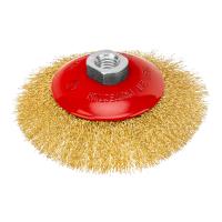 Щетка для УШМ, 125 мм, М14, "тарелка", латунированная витая проволока Matrix