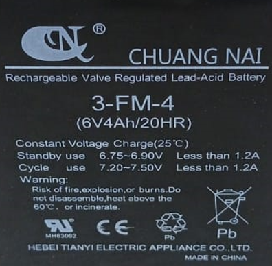 Аккумулятор свинцово-кислотный герм. (WET) 6В/4Ач 98х46х69 для тележки WH-25ES купить в Москве с доставкой по всей России | ProtosMarket.ru