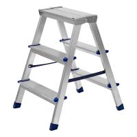 Стремянка двусторонняя 3 ступени, алюминиевая, Сибртех