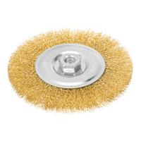 Щетка для УШМ, 150 мм, М14, плоская, латунированная витая проволока Matrix по ценам производителя в Казани с доставкой по всей России