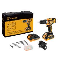 Аккумуляторная дрель-шуруповерт DEKO GCD20DU PRO в кейсе + набор 63 инструмента для дома, 20В, 2х2.0
