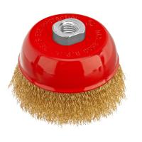 Щетка для УШМ, 100 мм, М14, "чашка", латунированная витая проволока Matrix
