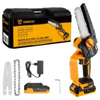 Пила цепная аккумуляторная DEKO DKCHS 20-6 PRO, 4" и 6", 20В, 2x2.2Ач, 2 шины и 2 цепи в кейсе