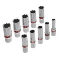 Набор удлиненных торцевых головок 3/8", 6 гранные, CrV, 8-19мм, 10 штук Matrix