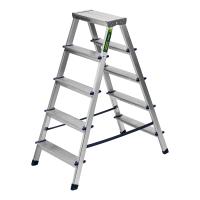 Стремянка двусторонняя 5 ступеней, алюминиевая, Сибртех