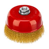 Щетка для УШМ, 125 мм, М14, "чашка", латунированная витая проволока Matrix
