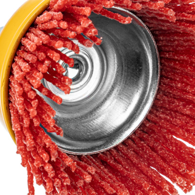 Щетка для дрели, 65 мм, Чашка, со шпилькой, нейлоновая щетина Denzel по ценам производителя в Казани с доставкой по всей России