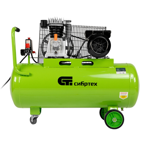 Компрессор воздушный КР-2200/100, 2.2 кВт, 350 л/мин, 100 л, ременной привод, масляный Сибртех купить в Москве с доставкой по всей России | ProtosMarket.ru