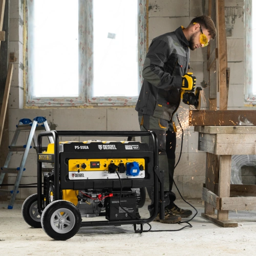 Генератор бензиновый PS 55 EA, 5.5 кВт, 230 В, 25 л, коннектор автоматики, электростартер Denzel купить в Москве с доставкой по всей России | ProtosMarket.ru