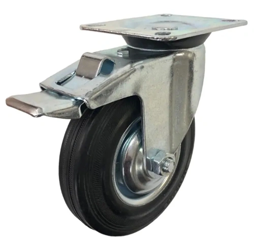 Колесо поворотное резина SCb 80 200 мм с тормозом РФ по ценам производителя в Казани с доставкой по всей России