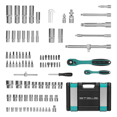 Набор инструментов 1/2", 1/4", CrV, 12 гранные головки, пластиковый кейс, 94 предмета Stels купить в Москве с доставкой по всей России | ProtosMarket.ru