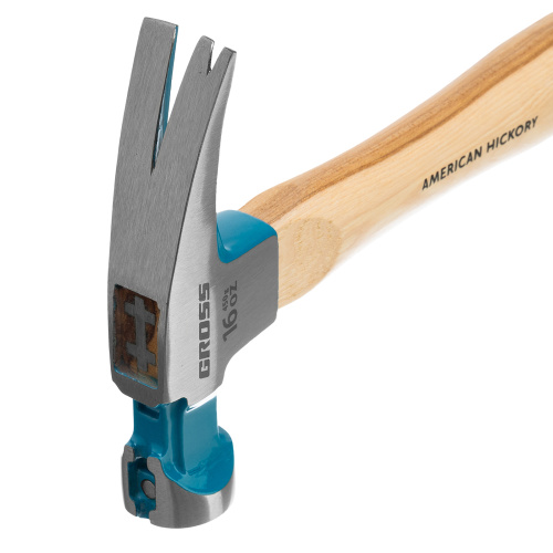 Молоток-гвоздодер, 450 г, угол 75, магнит, обрезиненная рукоятка American hickory GROSS купить в Москве с доставкой по всей России | ProtosMarket.ru
