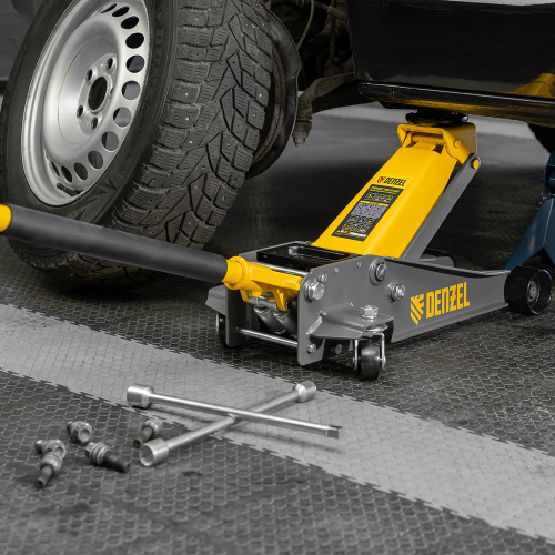 Домкрат гидравлический подкатной, 3 т, 125-470 мм, быстрый подъем, проф. Denzel по ценам производителя в Казани с доставкой по всей России