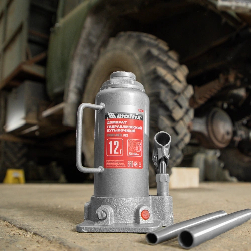 Домкрат гидравлический бутылочный, 12 т, высота подъема 230-465 мм Matrix купить в Москве с доставкой по всей России | ProtosMarket.ru