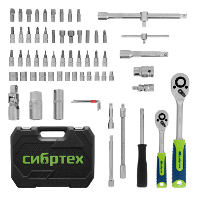 Набор инструментов, 1/2", 1/4", пластиковый кейс, 94 предмета// Сибртех по ценам производителя в Казани с доставкой по всей России