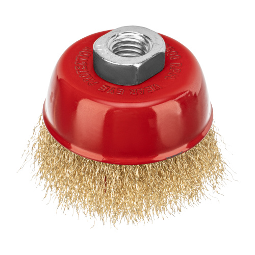 Щетка для УШМ, 75 мм, М14, "чашка", латунированная витая проволока Matrix по ценам производителя в Казани с доставкой по всей России