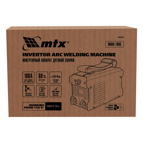 Инверторный аппарат дуговой сварки MMA-180S, 180 А, ПВ60%, диаметр электрода 1,6-4 мм MTX купить в Москве с доставкой по всей России | ProtosMarket.ru