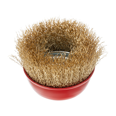 Щетка для УШМ, 75 мм, М14, "чашка", латунированная витая проволока Matrix по ценам производителя в Казани с доставкой по всей России