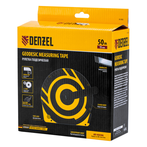 Рулетка геодезическая 50 м х 15 мм, закрытый корпус, фиберглассовая лента Denzel купить в Москве с доставкой по всей России | ProtosMarket.ru
