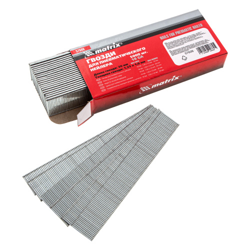 Гвозди для пневматического нейлера, длина 20 мм, ширина 1.25 мм, толщина 1 мм, 5000 шт Matrix по ценам производителя в Казани с доставкой по всей России