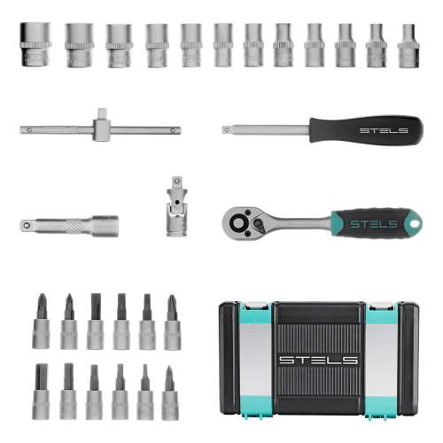 Набор инструментов, 1/4", CrV, пластиковый кейс 29 предметов Stels купить в Москве с доставкой по всей России | ProtosMarket.ru