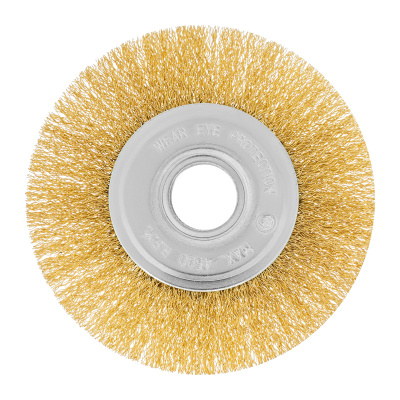 Щетка для УШМ, 125 мм, посадка 22.2 мм, плоская, латунированная витая проволока Matrix по ценам производителя в Казани с доставкой по всей России