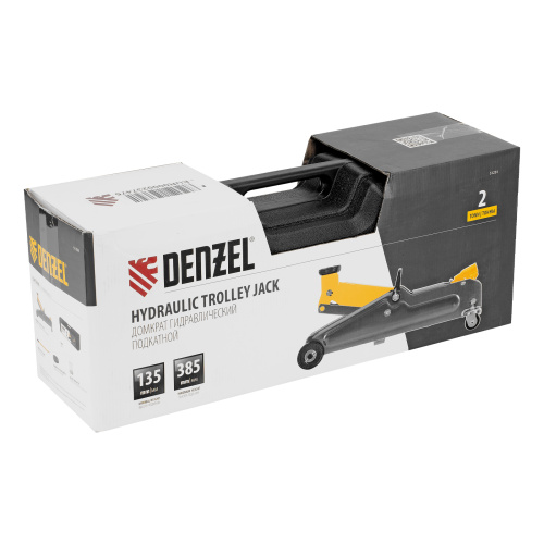 Домкрат гидравлический подкатной, 2 т, 135-385 мм, в пласт. кейсе Denzel по ценам производителя в Казани с доставкой по всей России