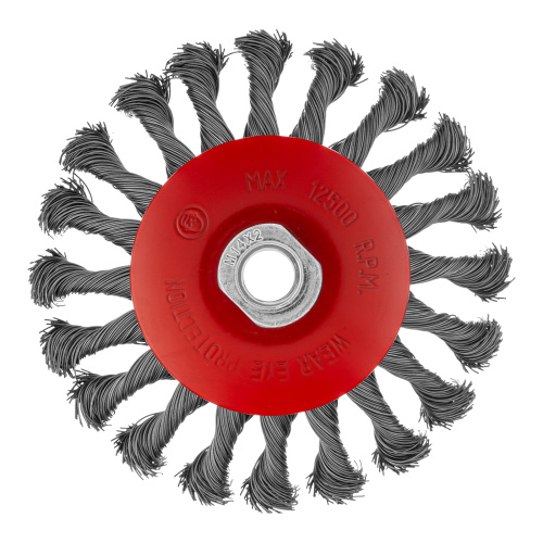Щетка для УШМ, 125 мм, М14, "тарелка", крученая проволока 0.5 мм Matrix по ценам производителя в Казани с доставкой по всей России
