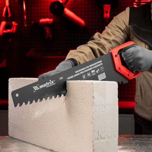 Ножовка по пенобетону, 500 мм, защитное покрытие, твердосплавные напайки на зубья, двухкомпонентная рукоятка Matrix купить в Москве с доставкой по всей России | ProtosMarket.ru