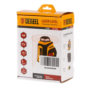 Лазерный уровень LX360, 20 м, ± 0,3 мм/1 м, горизонтальная и вертикальная плоскости, 360 град, 635 нм, резьба 1/4 Denzel купить в Москве с доставкой по всей России | ProtosMarket.ru