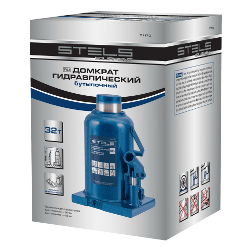 Домкрат гидравлический бутылочный, 32 т, h подъема 260-420 мм Stels купить в Москве с доставкой по всей России | ProtosMarket.ru