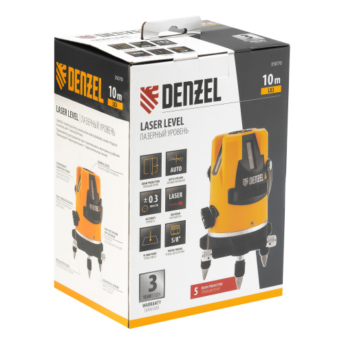 Лазерный уровень LX3, 10 м, ± 0,3 мм/1 м, 635 нм, 4 вертикальных, 1 горизонтальная плоскости, резьба 5/8" Denzel купить в Москве с доставкой по всей России | ProtosMarket.ru