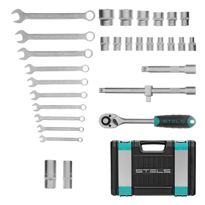 Набор инструментов, 1/2", CrV, пластиковый кейс 31 предмет Stels купить в Москве с доставкой по всей России | ProtosMarket.ru