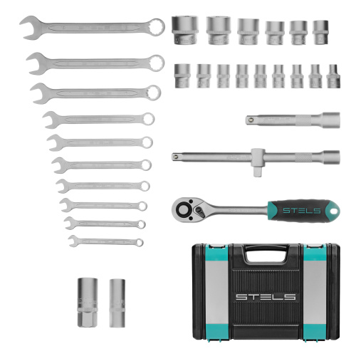 Набор инструментов, 1/2", CrV, пластиковый кейс 31 предмет Stels купить в Москве с доставкой по всей России | ProtosMarket.ru