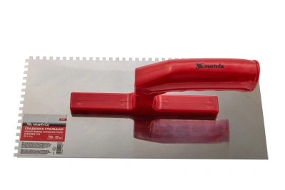 Гладилка из нержавеющей стали, 280 х 130 мм, зеркальная полировка, пластмассовая ручка, зуб 4 х 4 мм Matrix купить в Москве с доставкой по всей России | ProtosMarket.ru