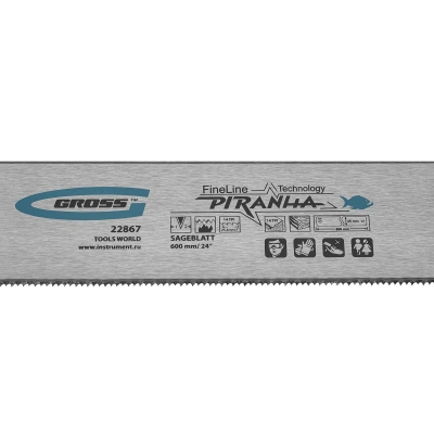 Пильное полотно для прецизионного стусла "Piranha", 600 мм, каленый зуб 2D, 14 TPI Gross по ценам производителя в Казани с доставкой по всей России