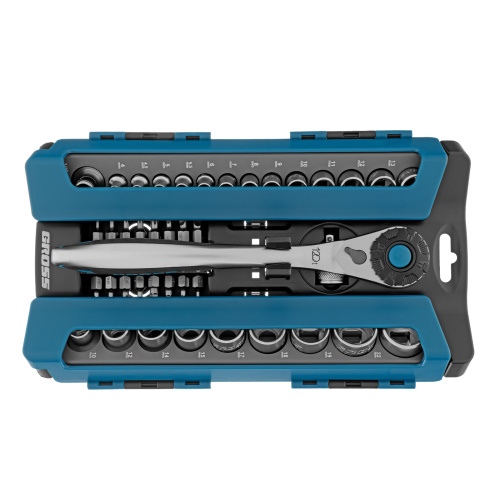Набор торцевых головок, трещотка 120 зубьев, 1/2", 1/4", CrV, 41 предмет Gross купить в Москве с доставкой по всей России | ProtosMarket.ru