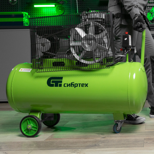 Компрессор воздушный КР-2200/100, 2.2 кВт, 350 л/мин, 100 л, ременной привод, масляный Сибртех купить в Москве с доставкой по всей России | ProtosMarket.ru