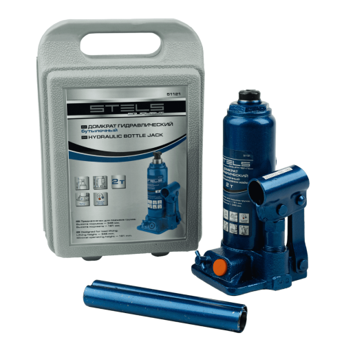 Домкрат гидравлический бутылочный, 2 т, H подъема 181-345 мм, в пластиковый кейсе, Stels купить в Москве с доставкой по всей России | ProtosMarket.ru