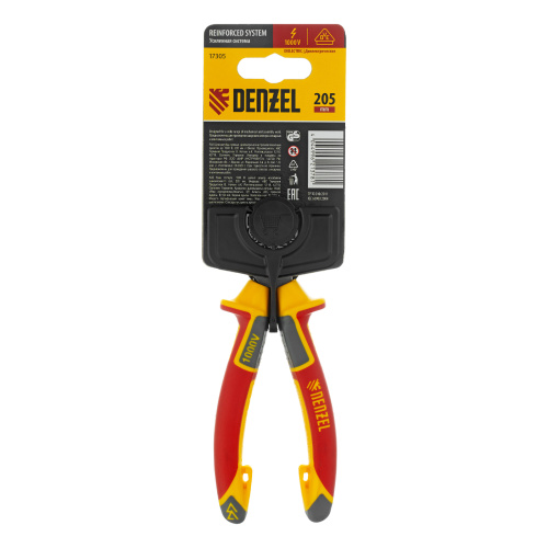 Длинногубцы прямые, диэлектрические рукоятки до 1000 В, трехкомпонентные рукоятки, 205мм Denzel купить в Москве с доставкой по всей России | ProtosMarket.ru