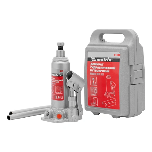 Домкрат гидравлический бутылочный, 2 т, высота подъема 181-345 мм, в пластиковый кейсе Matrix купить в Москве с доставкой по всей России | ProtosMarket.ru
