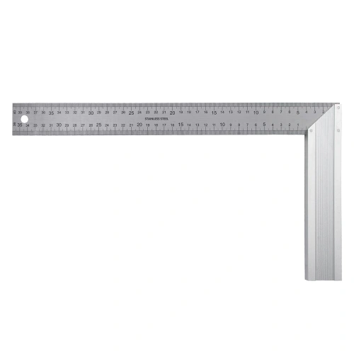 Угольник стальной 400 мм, нержавеющая сталь, градуировка, алюминиевое основание Denzel по ценам производителя в Казани с доставкой по всей России