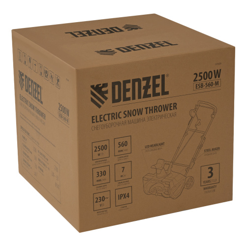 Электрическая снегоуборочная машина ESB-560-M, 2,5 кВт, металлический шнек, LED фара Denzel по ценам производителя в Казани с доставкой по всей России