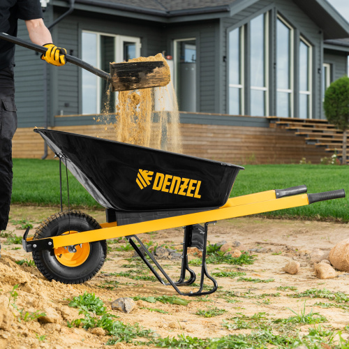 Тачка строительная, усиленная, объем 140 л, 230 кг, колесо 15х6.00-6 Denzel купить в Москве с доставкой по всей России | ProtosMarket.ru