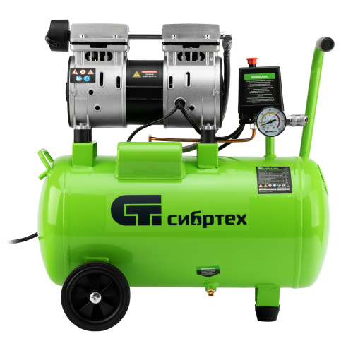 Компрессор безмаслянный малошумный МБ 1100/24,1100 Вт, 24 л, 170 л/мин Сибртех купить в Москве с доставкой по всей России | ProtosMarket.ru