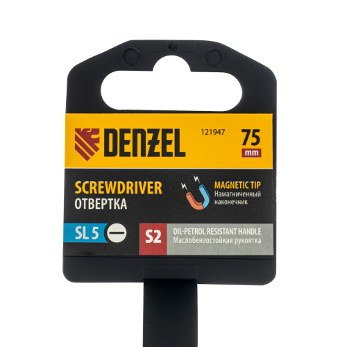 Отвертка, SL5x75 мм, S2, 3к рукоятка Denzel по ценам производителя в Казани с доставкой по всей России