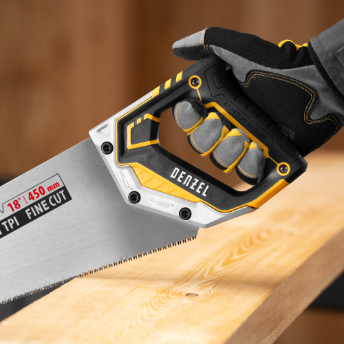 Ножовка по дереву, 450 мм, 11 TPI, зуб 3D, металлопластиковая рукоятка Denzel купить в Москве с доставкой по всей России | ProtosMarket.ru