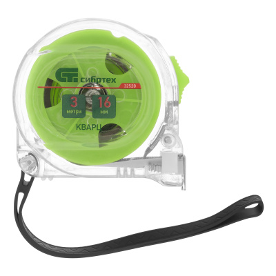 Рулетка Кварц,прозрачный корпус,амортизатор,3 м х 16 мм Сибртех по ценам производителя в Казани с доставкой по всей России