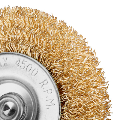 Щетка для дрели, 75 мм, плоская со шпилькой, латунированная витая проволока Matrix по ценам производителя в Казани с доставкой по всей России