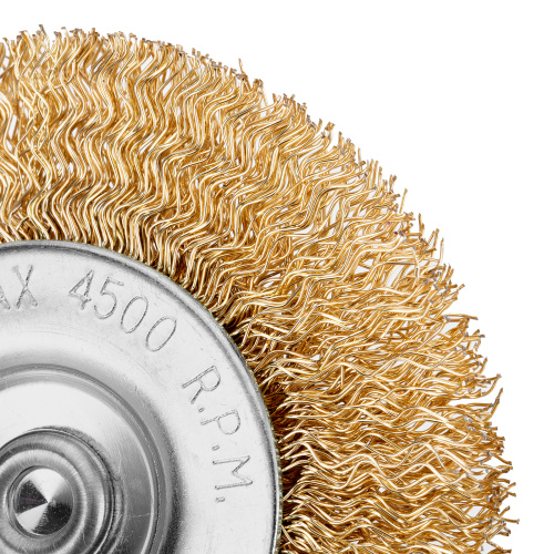 Щетка для дрели, 75 мм, плоская со шпилькой, латунированная витая проволока Matrix по ценам производителя в Казани с доставкой по всей России